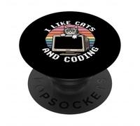 I Like Cats And Coding Programmer Passion Tech - PopSockets PopGrip Adesivo
