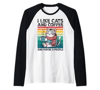 I Like Cats And Coffee And Maybe 3 People Graphic Maglia con Maniche Raglan
