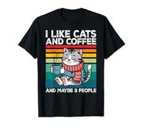 I Like Cats And Coffee And Maybe 3 People Graphic Maglietta