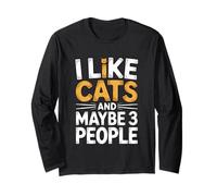 I Like Cats And Maybe 3 People Maglia a Manica