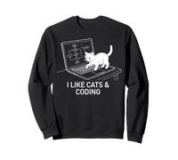 I Like Cats & Coding Programmer Cat Laptop Felpa