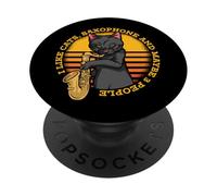 I Like Cats Saxophone And Forse Like 3 People - Funny Cat PopSockets PopGrip Adesivo