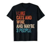 I Like Cats Wine And Maybe 3 Persone Gatti Amante del vino Retro Maglietta