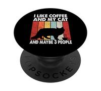 I Like Coffee and My Cat Maybe 3 People Siberian Cat Lover PopSockets PopGrip Adesivo