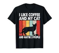I Like Coffee And My Cat Maybe 3 People Vintage Bombay Cat Maglietta