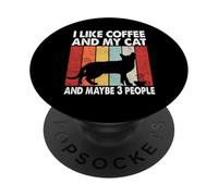 I Like Coffee and My Cat Maybe 3 People Vintage Bombay Cat PopSockets PopGrip Adesivo
