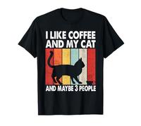 I Like Coffee And My Cat Maybe 3 People Vintage Burmese Cat Maglietta