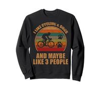 I Like Cycling & Dogs And Maybe Like 3 People Retro Funny Felpa