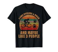 I Like Cycling & Dogs And Maybe Like 3 People Retro Funny Maglietta
