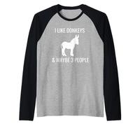 I Like Donkeys & Forse 3 Persone Divertente Equitazione Maglia con Maniche Raglan