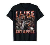 I Like Eat Apple Funny Hard Skeleton Meme Grafica Bootleg Maglietta