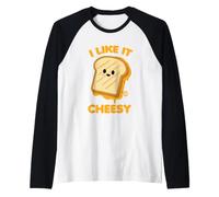 I Like It Cheesy Funny Grilled Cheese Maglia con Maniche Raglan
