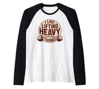 I Like Lifting Heavy Things Vintage Gym Powerlifting Grafica Maglia con Maniche Raglan