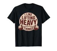 I Like Lifting Heavy Things Vintage Gym Powerlifting Grafica Maglietta