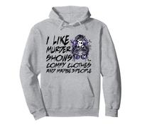 I Like Murder Show Comfy Clothes Skull Messy Chignon Felpa con Cappuccio