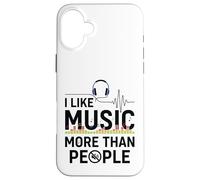 I Like Music More Than People Funny Audio Mood Quote Custodia per iPhone 16 Plus
