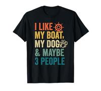 I Like My Boat My Dog & Forse 3 Persone Retro Boating Captain Maglietta