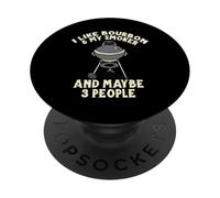 I Like My Bourbon And My Smoker Divertente Barbecue Bere PopSockets PopGrip Adesivo