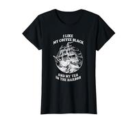 I Like My Coffee And Tea in The Harbor Funny Maglietta, Donna, Nero, M