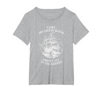I Like My Coffee And Tea in The Harbor Funny Maglietta, Donna Plus-Size, Grigio Melange, 5X