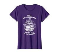 I Like My Coffee And Tea in The Harbor Funny Maglietta, Donna, Viola, XS
