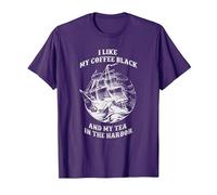 I Like My Coffee And Tea in The Harbor Funny Maglietta, Uomo, Viola, S