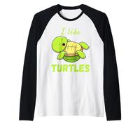 I like Turtles - Cute Sleeping Sea Turtle Sleep ragazzi ragazze Maglia con Maniche Raglan