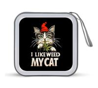 I Like Weed My Cat - Custodia per CD portatile, capacità 40 DVD, organizer da viaggio per auto