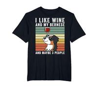 I Like Wine Berner Cane da Senna, Retro Vintage Cane Maglietta, Uomo Taglie Grandi, Nero, 2X Tall