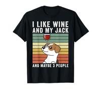 I Like Wine Jack Russell Terrier Retro Vintage Cane Maglietta