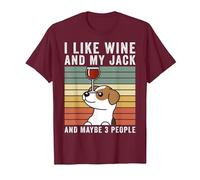 I Like Wine Jack Russell Terrier Retro Vintage Cane Maglietta, Uomo, Bordeaux, L