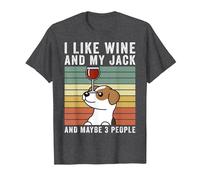 I Like Wine Jack Russell Terrier Retro Vintage Cane Maglietta, Uomo, Grigio Scuro, XXL