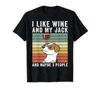 I Like Wine Jack Russell Terrier Retro Vintage Cane Maglietta, Uomo, Nero, L