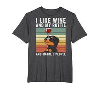 I Like Wine Rottweiler Retro Vintage Cane Maglietta, Uomo Taglie Grandi, Grigio Scuro, 6X Tall