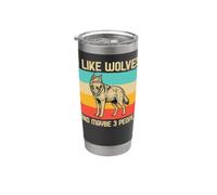 I Like Wolves And Maybe 3 People Lupo Retro Frase Sarcasmo Bicchiere termico in acciaio inox doppia parete