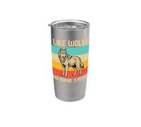 I Like Wolves And Maybe 3 People Lupo Retro Frase Sarcasmo Bicchiere termico in acciaio inox doppia parete