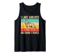 I Like Wolves And Maybe 3 People Lupo Retro Frase Sarcasmo Canotta