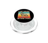 I Like Wolves And Maybe 3 People Lupo Retro Frase Sarcasmo PopSockets PopGrip per MagSafe
