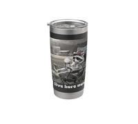 I Live Here Now Baseball Raccoon Bere Caffè Bicchiere termico in acciaio inox doppia parete