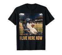 I Live Here Now Funny King Penguin Baseball Ballfield Maglietta