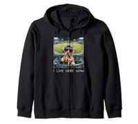 I Live Here Now Funny Pitbull Funny Baseball Field Meme Felpa con Cappuccio