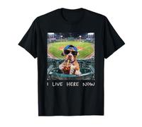 I Live Here Now Funny Pitbull Funny Baseball Field Meme Maglietta