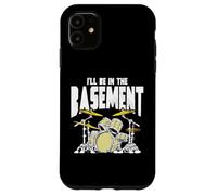 I’ll Be in the Basement Retro Drum Kit Music Artwork Custodia per iPhone 11