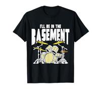 I’ll Be in The Basement Retro Drum Kit Music Artwork Maglietta