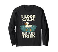 I Look Calm Il Trucco Papero Ironia Quieta Maglia a Manica