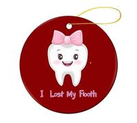 I Lost My First Dooth - Ciondolo rotondo in ceramica da appendere all'albero di Natale, decorazione per feste e casa, 1 pezzo