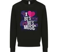 I Love 80s 90s Musica Pop Rock Acid House Bambini Felpa Maglione