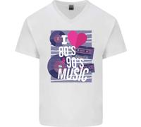 I Love 80s 90s Musica Pop Rock Acid House Uomo Scollo A V Cotone T-Shirt