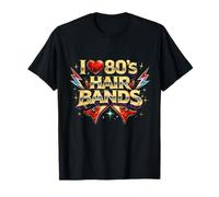 I Love 80s - Fasce per Capelli Vintage Anni '80, Stile Rock Maglietta
