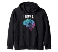 I Love AI Brain Circuit Design Innovazione Felpa con Cappuccio